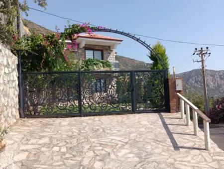 Villa For Sale In Marmaris Söğüt Village, With Magnificent Sea View, Swimming Pool, Parking, 3 Rooms, 1 Living Room, Garden, 200M2 Usage Area